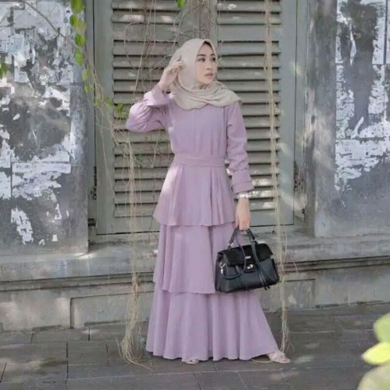 pola baju gamis rempel 3 leyer