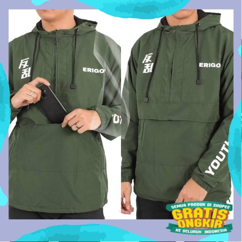 ERIGO PULLOVER YOUTH REVOLT ARMY / JAKET ERIGO DISTRO / JAKET PULLOVER PARASUT / JAKET ERIGO PRIA/ P