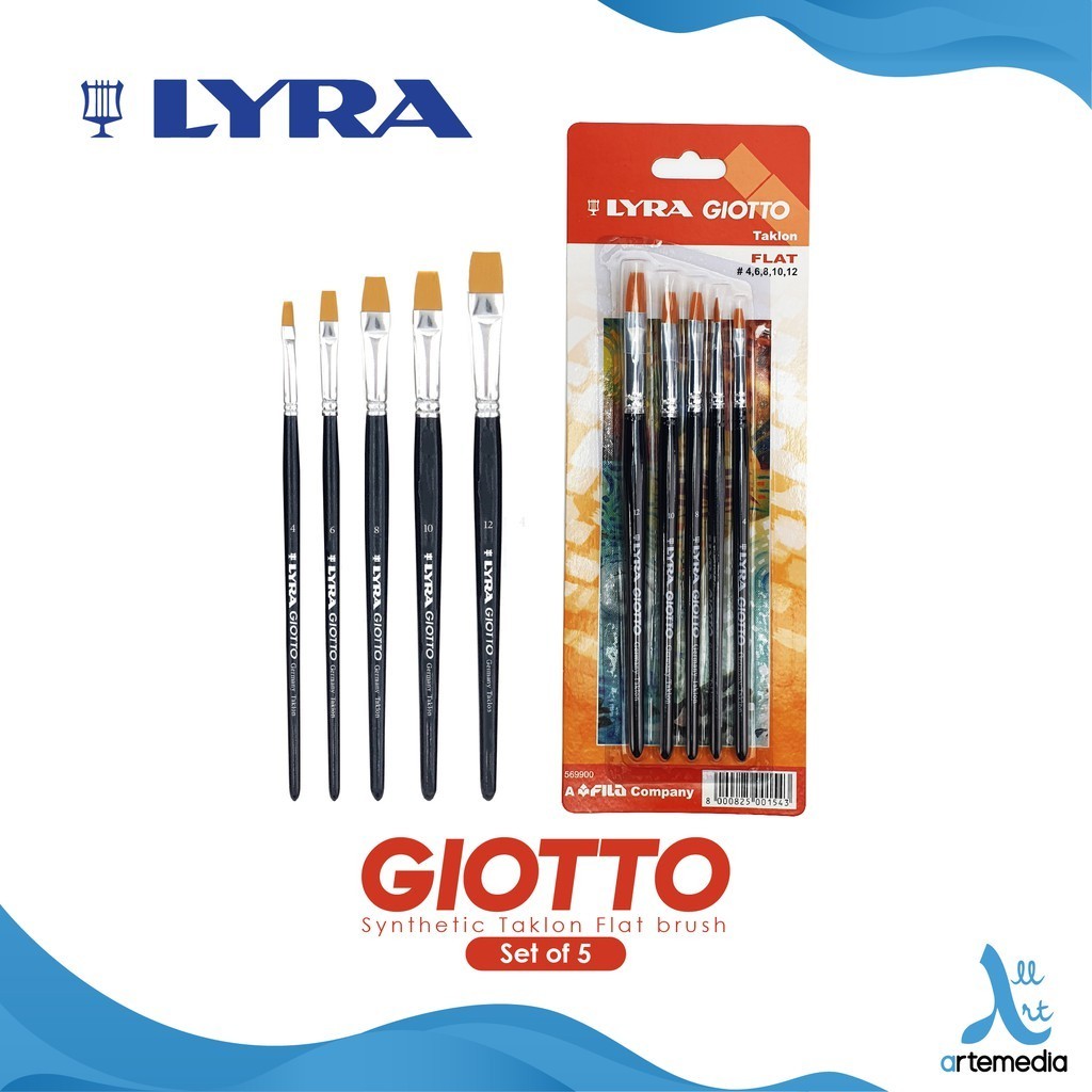

Lyra Giotto Set 5 Flat Synthetic Taklon Brush Kuas Lukis