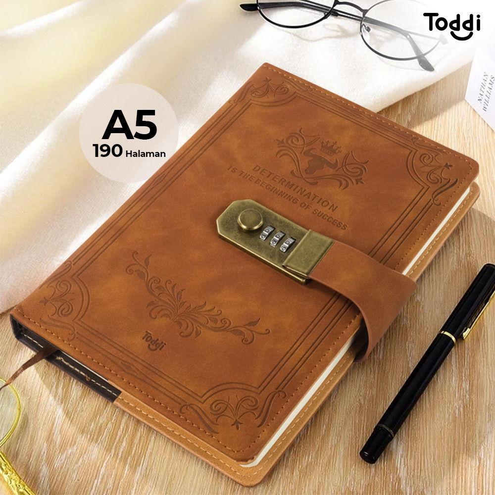 

[Bayar di Tempat] Toddi Buku Catatan Harian Notebook Cover Kulit Kunci Password A5