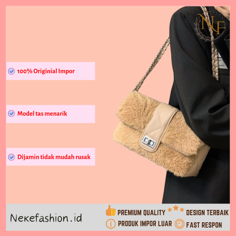 NEKE FASHION Premium Kualitas - Tas Bahu Wanita Tas Bahu Cewek Tas Wanita Bulu Tas Cewek Bulu Tas Pe