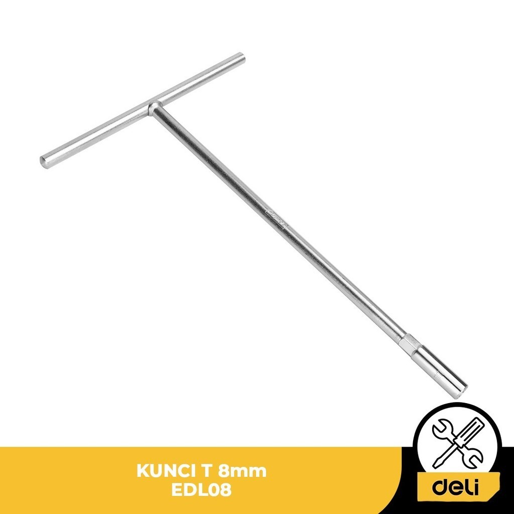 Kunci Socket T 8 mm Panjang Deli T-Handle Socket Wrench EDL08