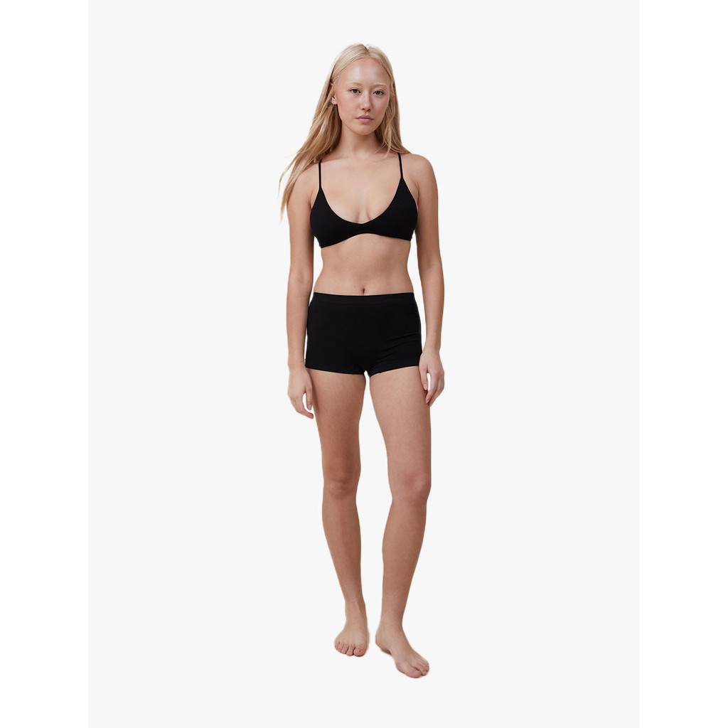 Cotton On Body - Pakaian Wanita - Seamless Light Weight Boyshort Brief - Black Debossed