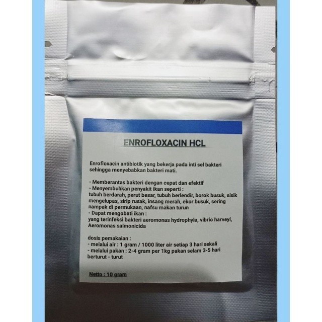 Enrofloxacin hcl 10 gram / antibiotik ikan / enro / enrofloxacin / obat ikan / inroflox / inroflok