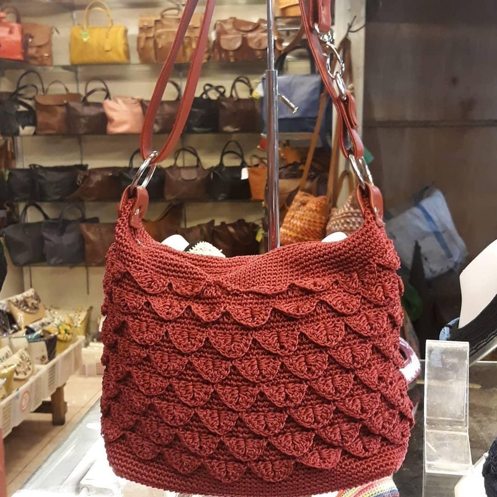 Tas Rajut / Tas Selempang Rajut / Tas Wanita Rajut Selempang Sisik Rajut Galawi