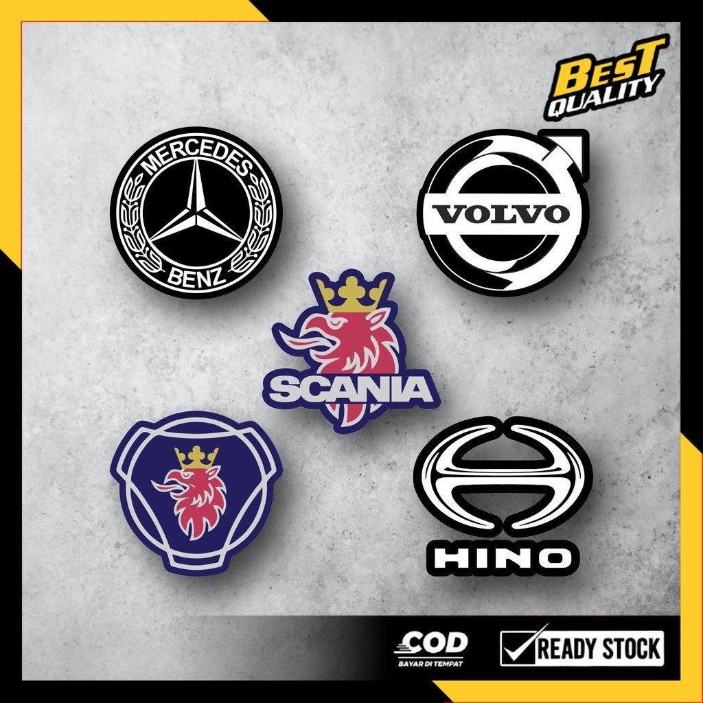 Stiker Bus 5 PCS STIKER LOGO MESIN SCANIA HINO MERCEDES VOLVO - KAROSERI ADI PUTRO LAKSANA TENTREM N