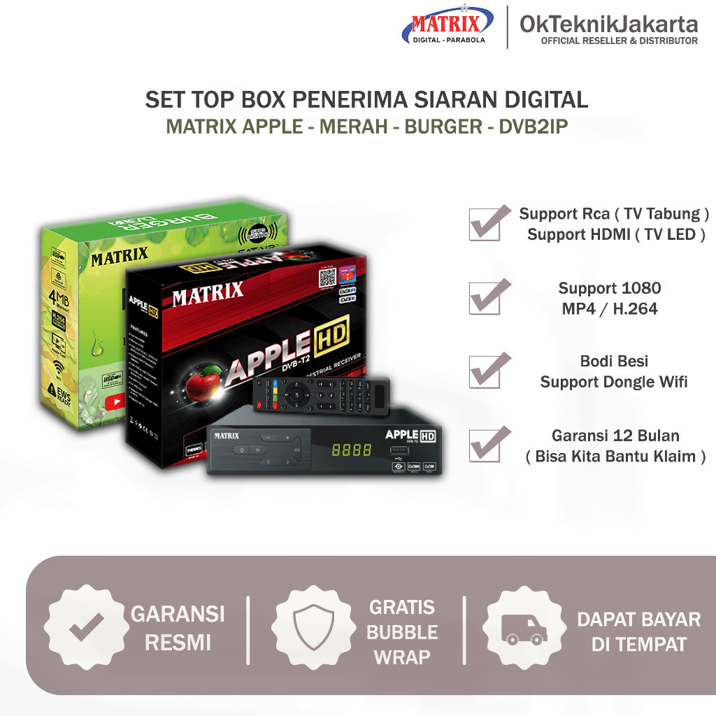 [ GRATIS ONGKIR ] SET TOP BOX TV DIGITAL MATRIX DVB T2 APPLE HD EWS / SET TOP BOX TV DIGITAL MATRIX 