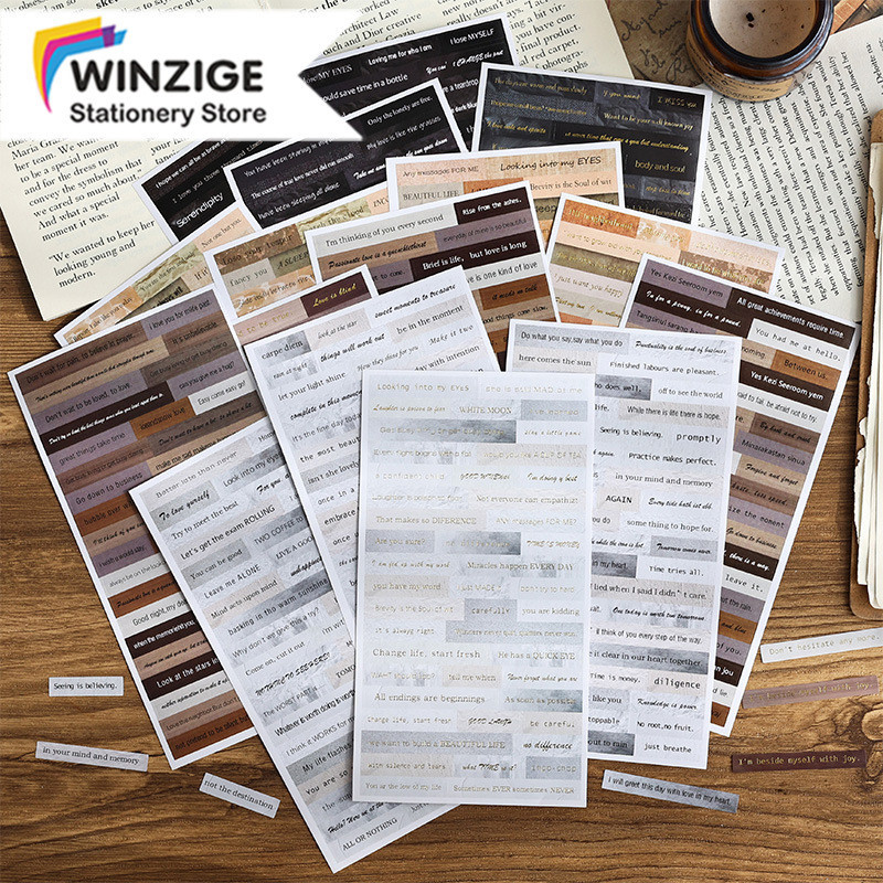 

Winzige Scrapbook Stiker Aesthetic Frase Sticker Aesthetic Vintage Stikers Huruf Lucu Journal Diary Planner Deco Abc Stickers
