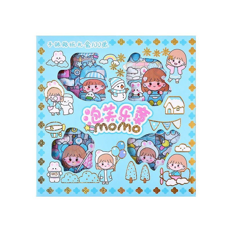 

AS5 Sticker momo Stiker Motif Tempel Kartun Karakter Anti air 1 box isi 100 lembar lucu Korea Viral