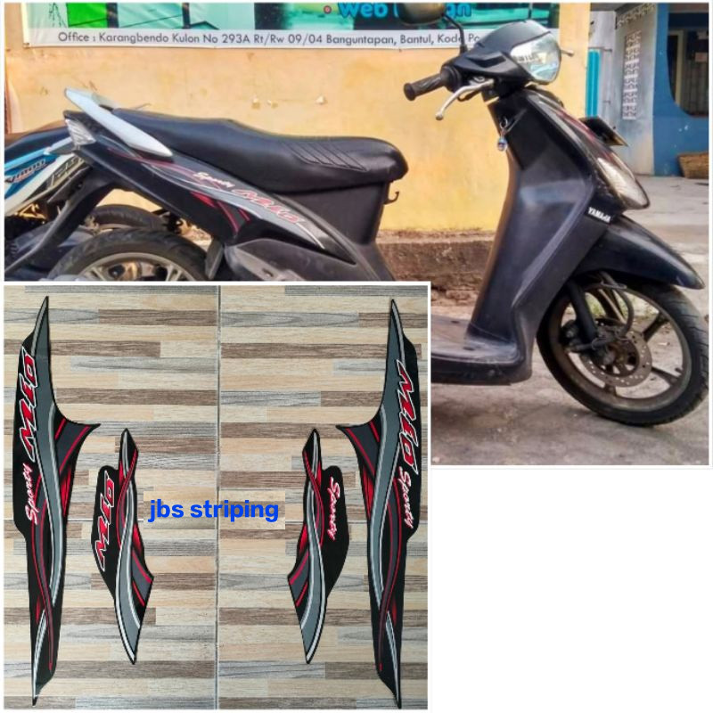 Stiker mio sporty striping Yamaha Mio sporty hitam tahun 2005
