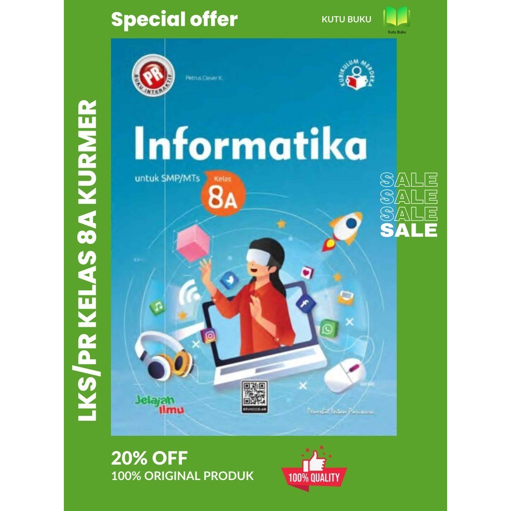 Buku Pr/Lks Informatika Kelas 8 SMP/MTS Semester 1 Kurikulum Merdeka Intan pariwara Tahun 2024 Terba