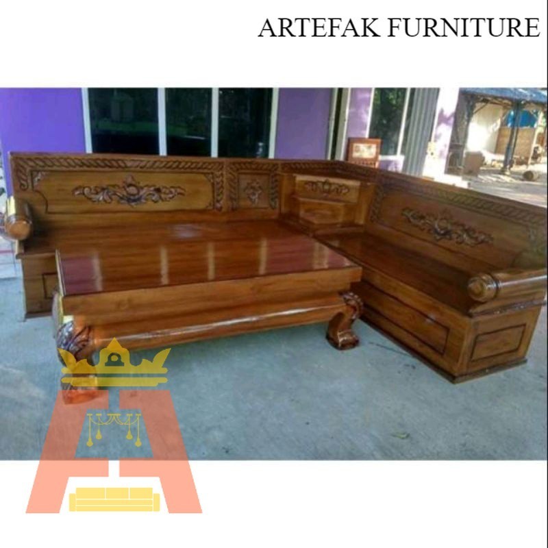 Artefak Furniture Kursi sudut besar kayu jati