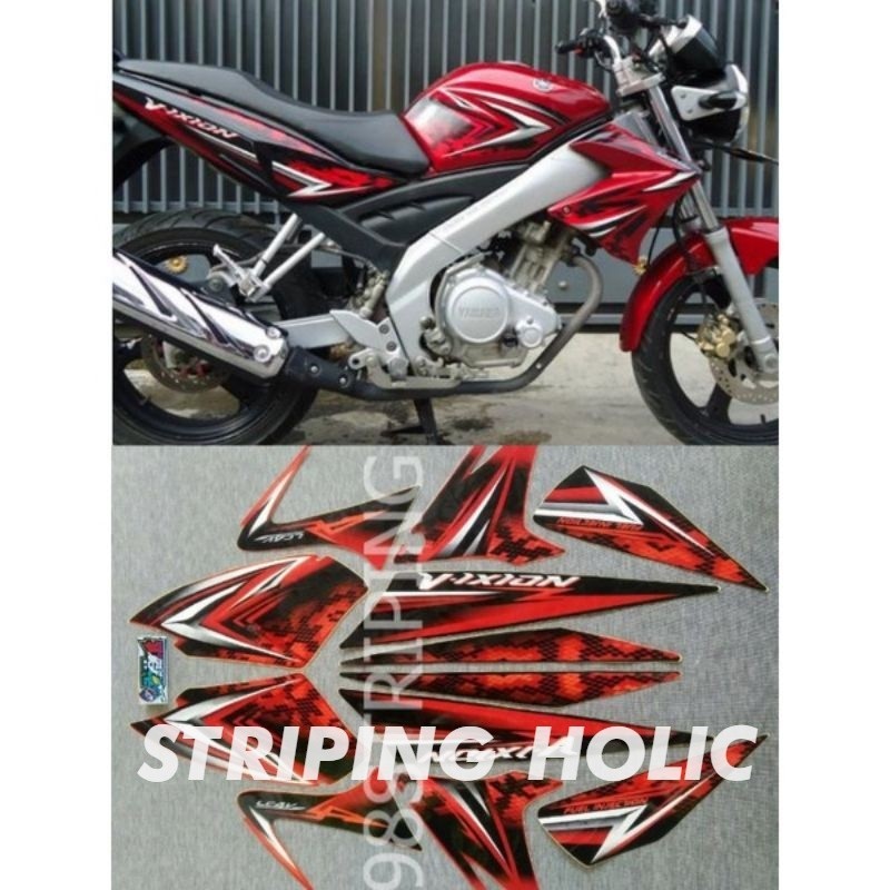 STIKER STRIPING YAMAHA VIXION 2009 MERAH