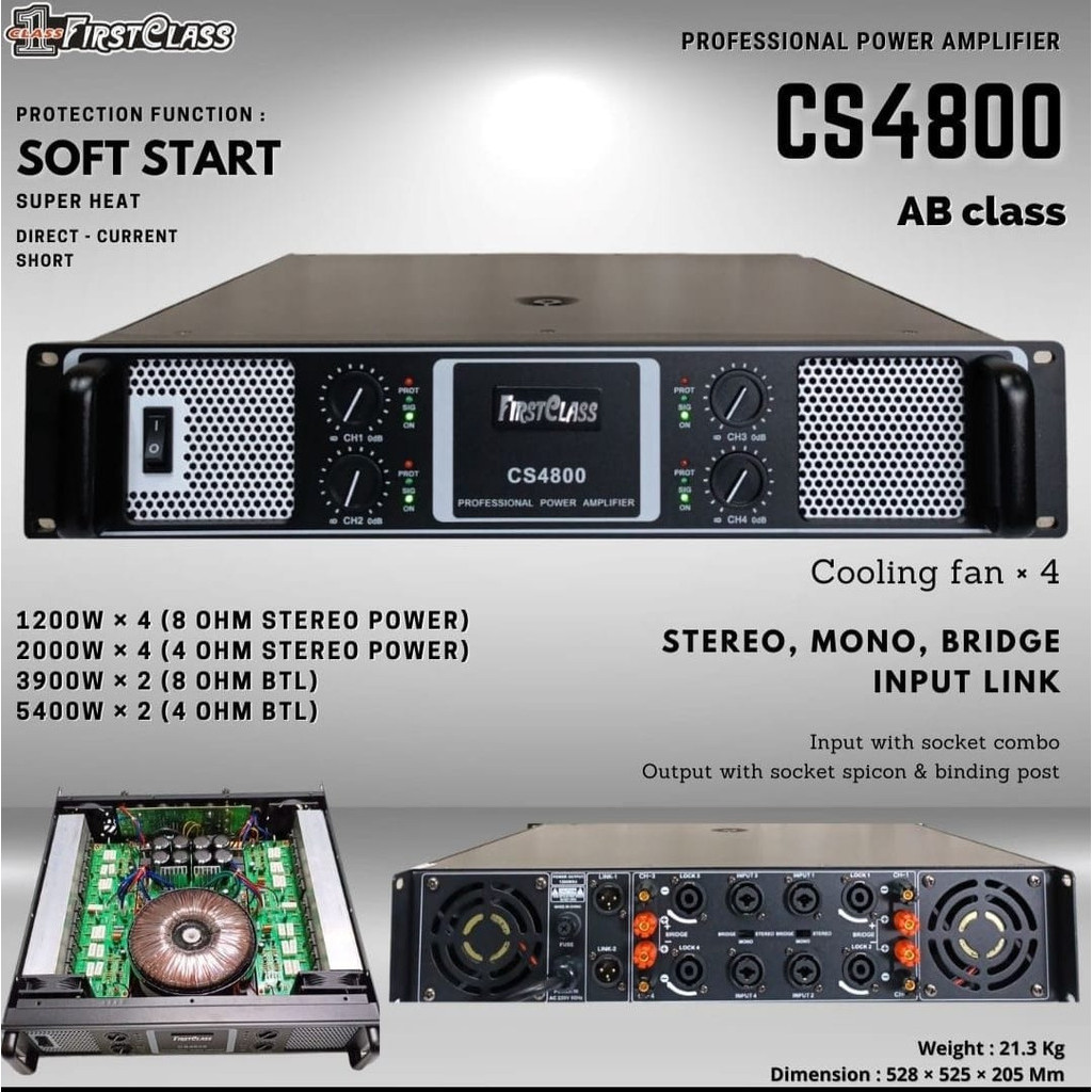 Power Firstclass CS 4800 / CS4800 Class Ab 1200 W X 4 Original