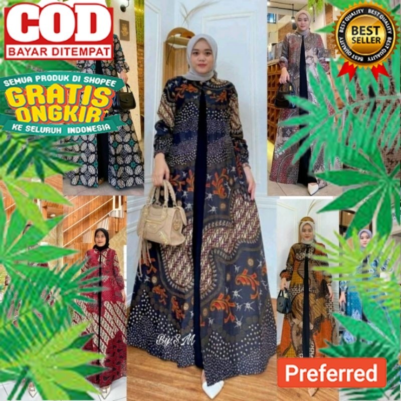 Gamis Batik Mix Moscrepe premium Wanita Busui Terbaru Gamis Batik Jumbo LD 130cm// OUTFIT STYLE RAMA