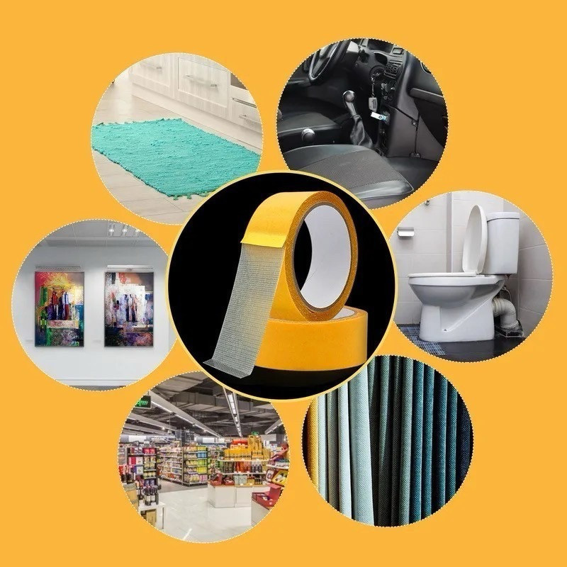 

Isolasi Double tape kain serat fiber 2 sisi tanpa bekas