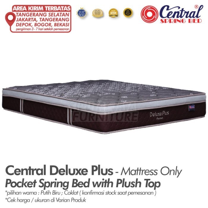 PROMO RAMADHAN SALE Spring Bed Central Deluxe Plus - Pocket Spring - KASUR SAJA, 90 X 200 CM
