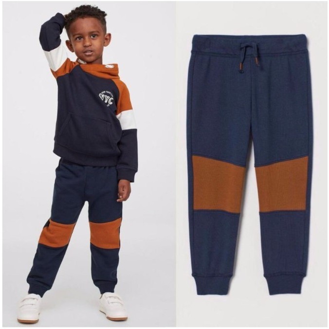 CELANA HM JOGGER HNM NAVY LIST CHOCO ANAK LAKI LAKI