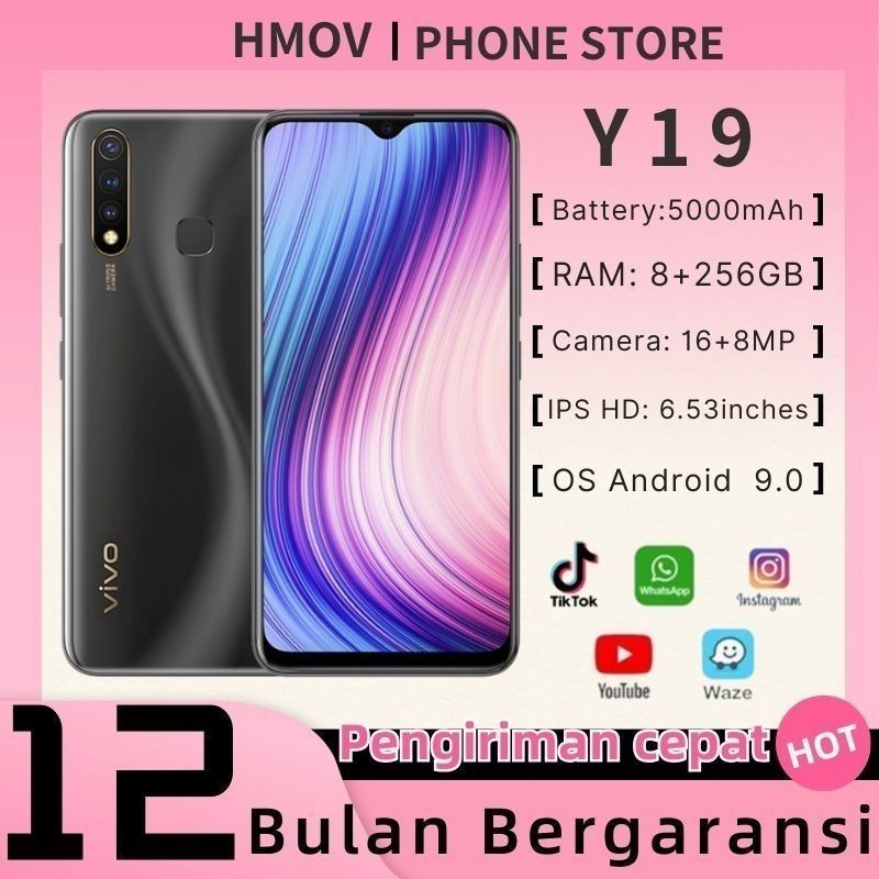 Official Promo MurahHP VIVO Y19 Handphone RAM 8/256 GB 5000 mAh 6.53 inches Murah Garansi Segel Baru