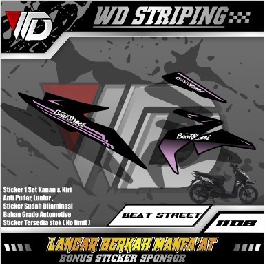1108 STIKER STRIPING SEPEDA MOTOR HONDA BEAT STREET VARIASI