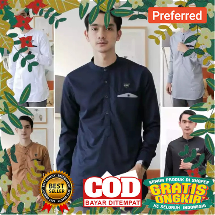 Baju koko pria dewasa model terbaru 2024 Baju koko lengan panjang Kemeja pria lengan panjang ALKO FA