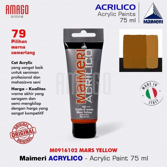 

Cat Akrilik Lukis MAIMERI Acrilico - Acrylic Paint - Mars Yellow - 75ml - M0916102
