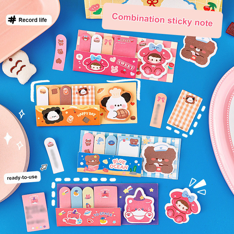 

✨COD 100PCS Sticky Notes Mini Memo Penanda Buku Catatan Kertas Tempel Aesthetic Hewan Kartun Lucu-GS