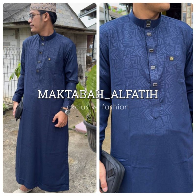 gamis jubah slimfit pria muslim dewasa terbaru lengan panjang Embos kemko melayu jubah harmain terba