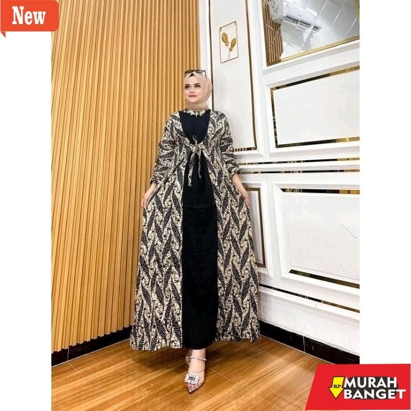 Gamis pesta- *gamis*wanita kekinian terbaru inayah motif batik Realpict banget