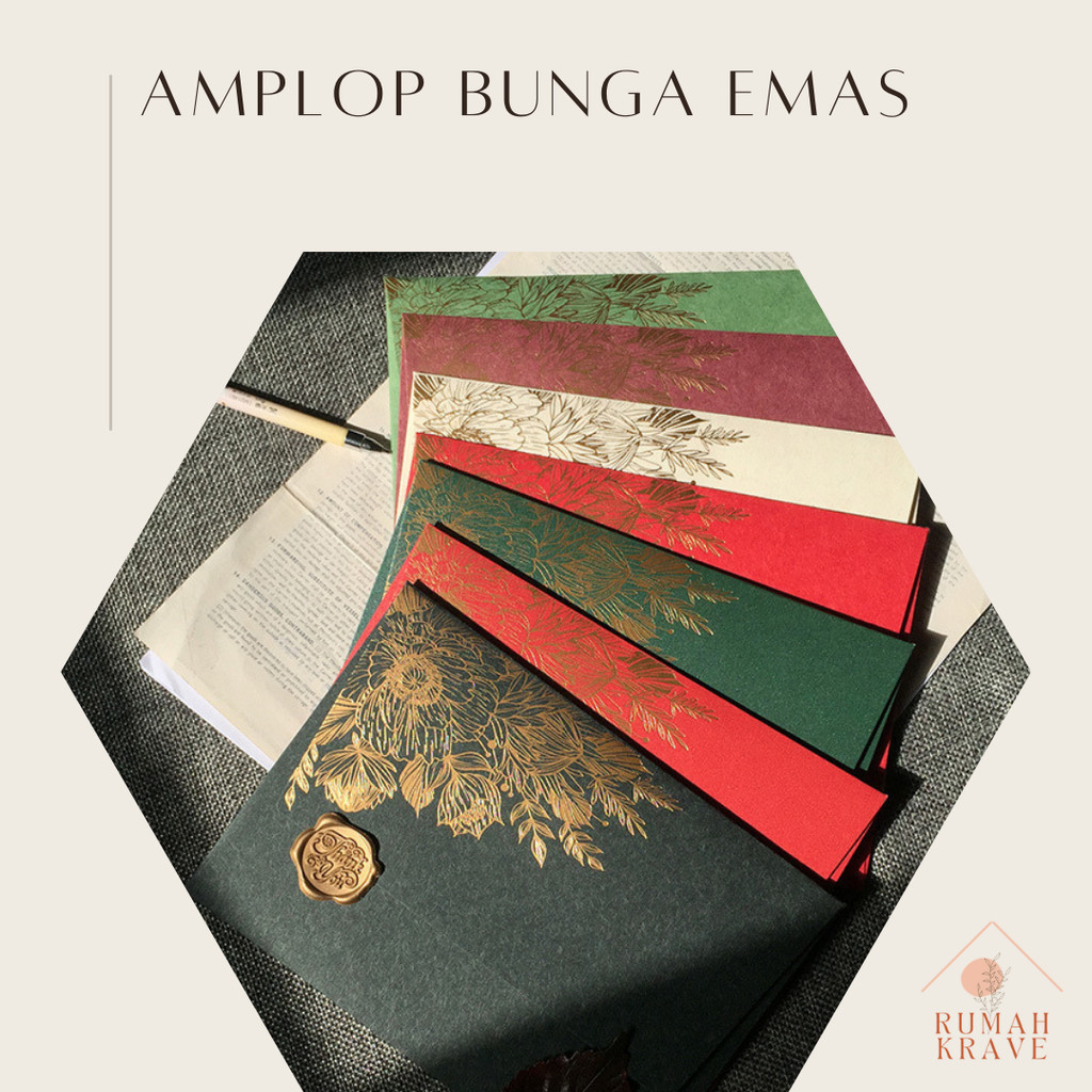 

RUMAH KRAVE - Amplop Bunga Emas Flower Gold Embos Premium
