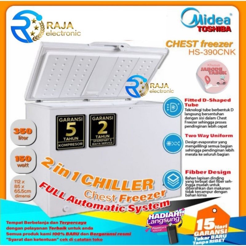 Chest Freezer MIDEA HS-390CK , Freezer box daging ice cream