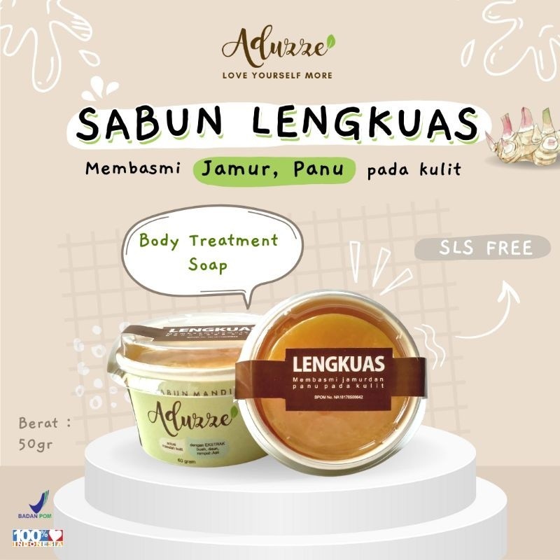 SABUN PANU LENGKUAS AMPUH HERBAL ADUZZE untuk Anti Gatal Jamur kulit BPOM
