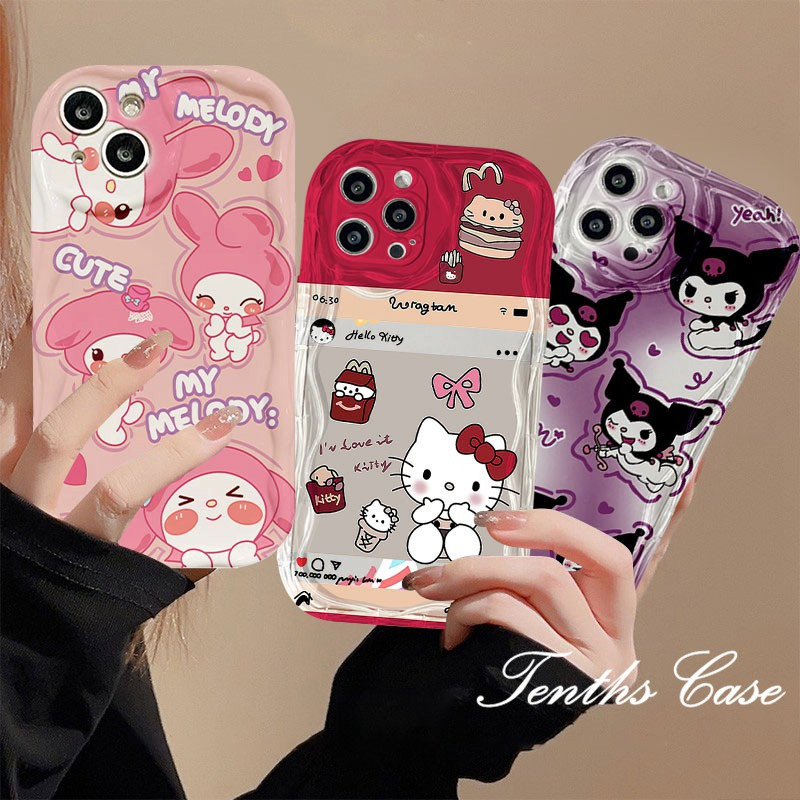 3D Wave Edge Case For Infinix Smart 7 6 Plus Hot 30i 20i 9 8 10 11 12 20 30 Play NFC Note 30 12 Pro Tecno Shark GO 2023 10C Camon 20Pro Cute Anime Kuromi Kitty Melody Phone Case Soft Shockproof Cover
