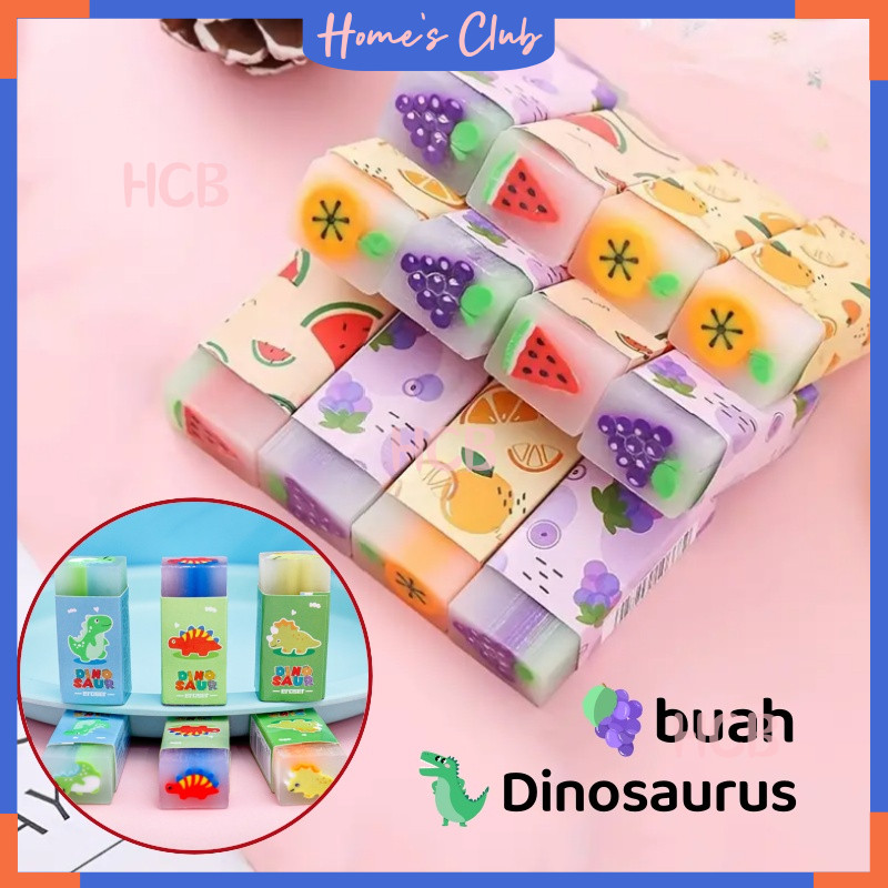 

HCB Penghapus Pensil Motif Lucu / Hapusan Pensil Motif Dinosaur Dan Buah / Anak Sekolah Karakter Dino Hapusan Sekolah