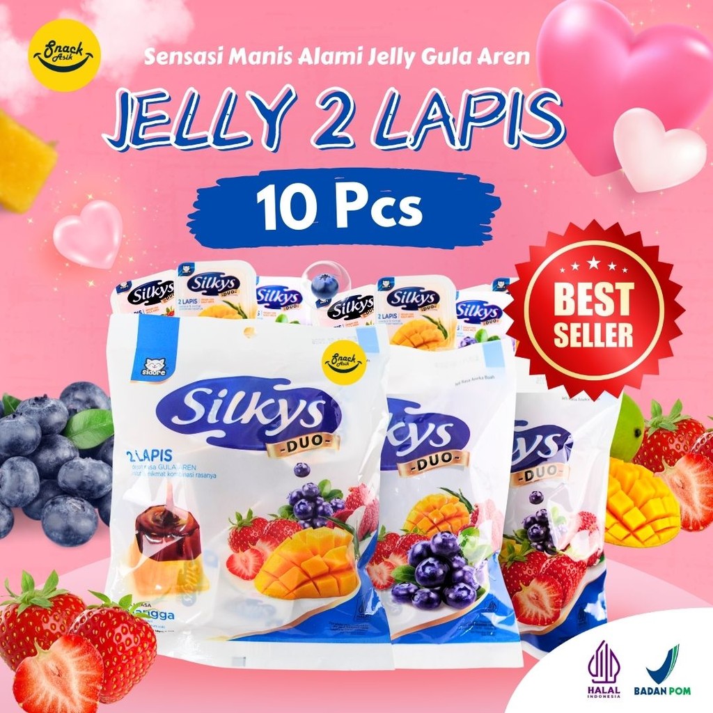 

10 PCS SILKYS DUO PUDDING 2 Lapis Rasa Buah dan Gula Aren Enak BPOM