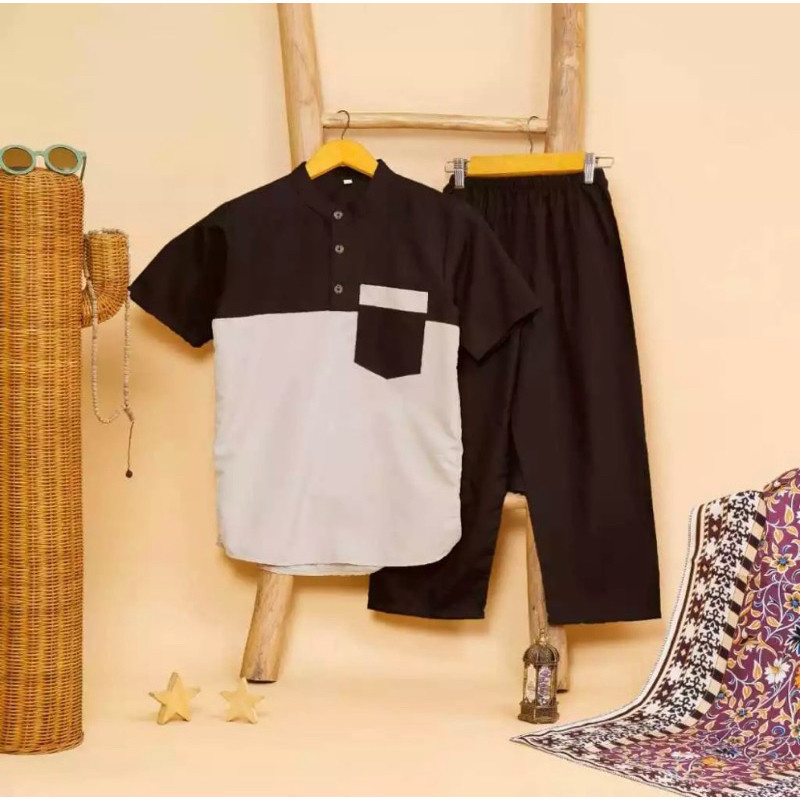 Tacendri Setelan Koko Aiman Edisi Lebaran Fashion Muslim Anak Laki-laki