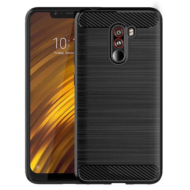 For Mi Pocophone F1 poco f1 case casing Soft Silicone Carbon Fiber Back cover