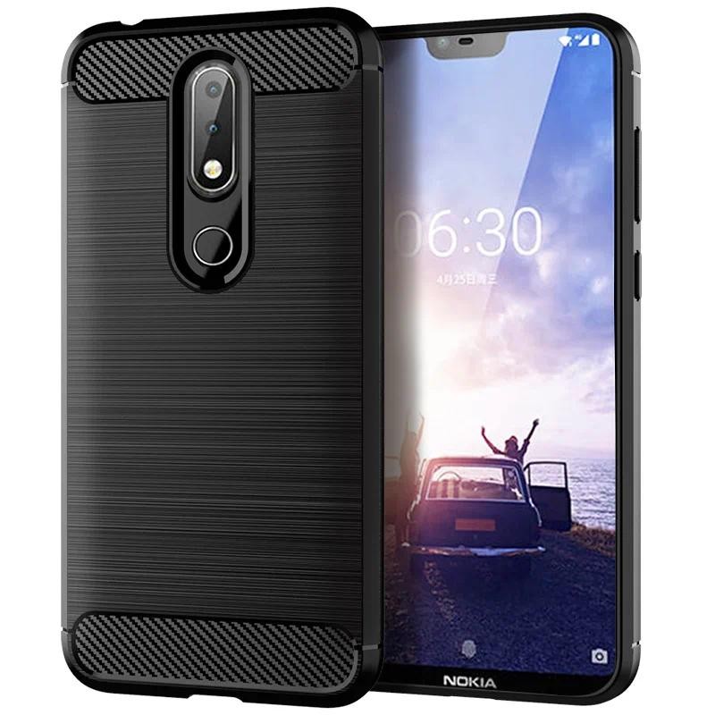 Casing HP Nokia 6.1plus 6.1+ Anti Scratch nokia X6 Nokia 6.1 Plus Casing TPU Tekstur Serat Karbon Si