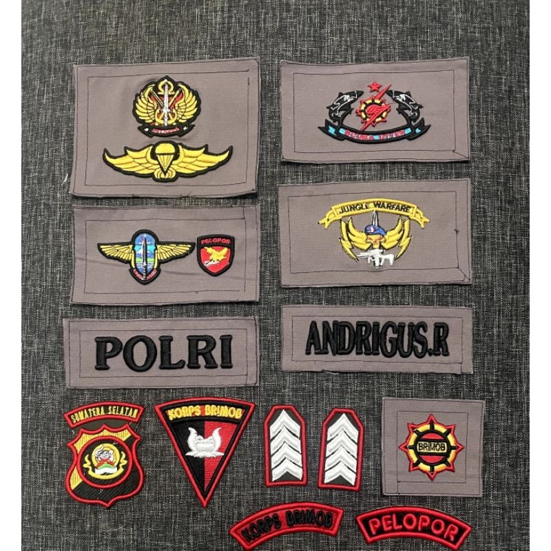 Bordir Atribut Brevet Bordir PDL Brimob / Atribut Brevet Bordir PDL Polri