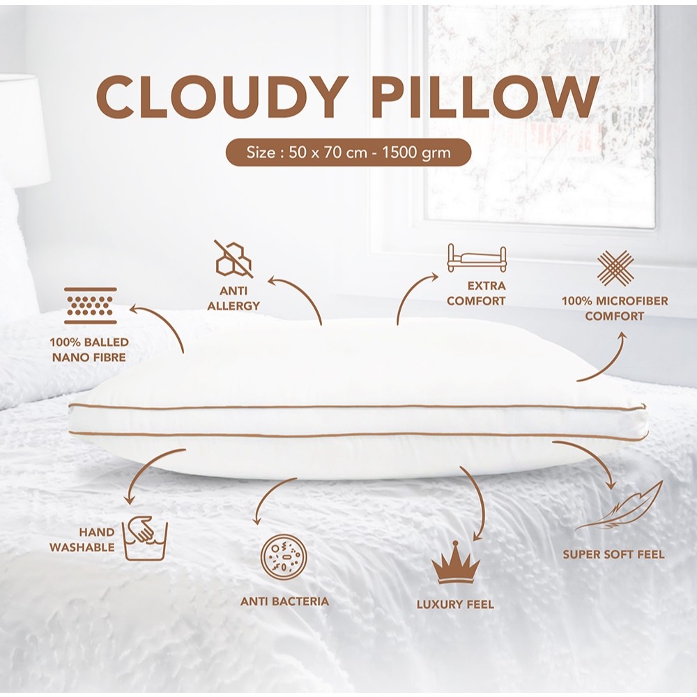 ft43ed King Rabbit Cloudy Pillow Firm / Bantal Kepala 50x70 cm