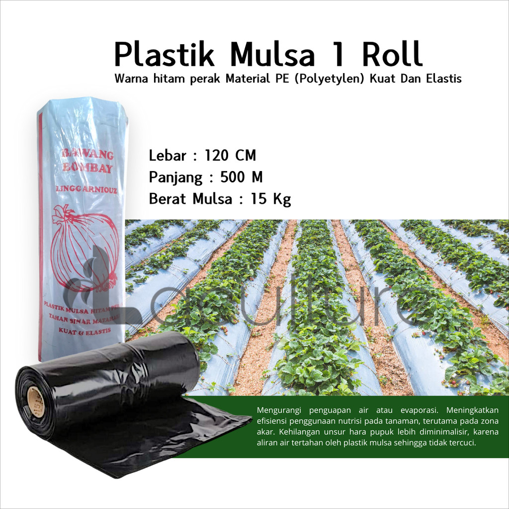 Plastik Mulsa Hitam Perak Plastik Perkebunan 1 Roll Lebar 120 Cm 500 Meter