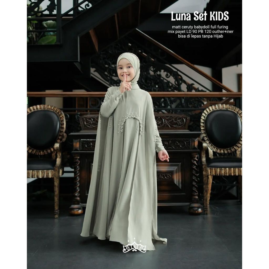 AA LUNA SET KIDS USIA 10 11 12 13 GAMIS ANAK PKUS OUTER CANTIK LD90 PB120 KEKINIAN & TERBARU GAMIS A