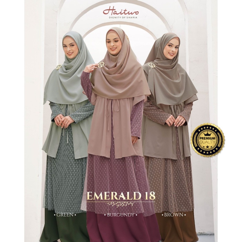 HAITWO Emerald 018 Gamis Modern Wanita Dewasa Model Terbaru by Nibras Gamis Pesta Mewah Elegan Premi
