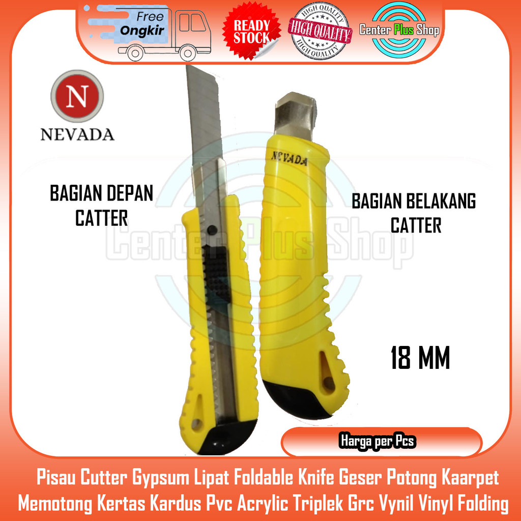 

NEVADA Pisau Cutter 18 mm Cuter Kater Besar Jumbo Plastik Pelastik Tebal Knife Knipe Potong Pemotong Model Geser Autolock Auto Lock Silet MDF Plastik PVC Akrilik Acrylic Triplek cardboard JNA Tajam folding Foldable