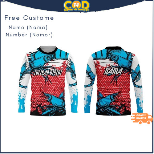 Jersey Baju Mancing Premium Udang Ikan Custome Nama / Number Dri Fit Milano Full Printing Vinus