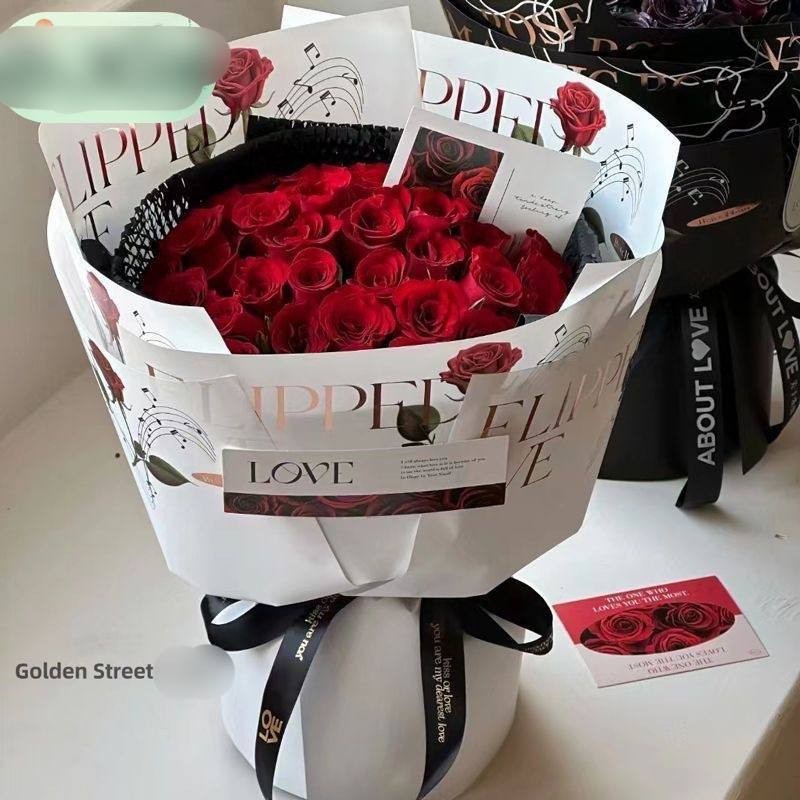 

ISI 10LEMBAR KERTAS BUCKET BUNGA/ KERTAS CELLOPHANE TULISAN ROMANTIC/VALENTINE DAYS/FLOWER WRAPPING TULISAN