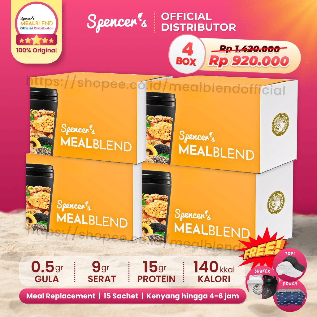 

[BUNDLE 4 BOX] Spencer's MealBlend – Meal Replacement Diet FREE CANGKIR GELAS & COACHING