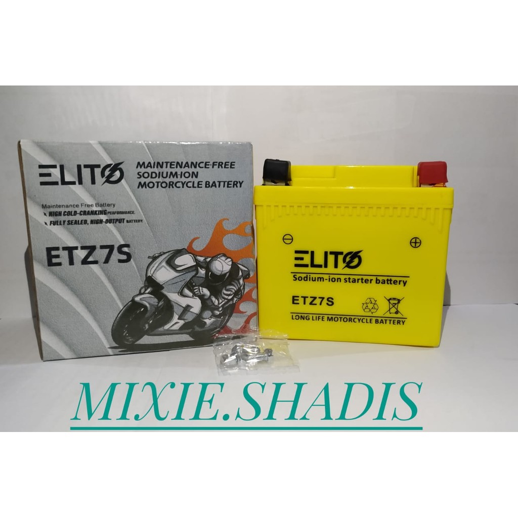 Aki Motor Sodium ION Original ELITO ETZ7S  Accu Motor
