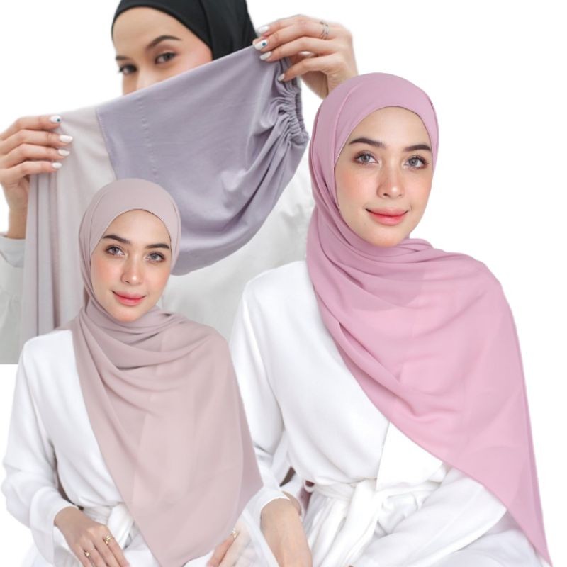 Pashmina 2 in 1 ( Pashmina Inner ) Hijab pashmina inner, Hijab plus Inner Babydoll Premium