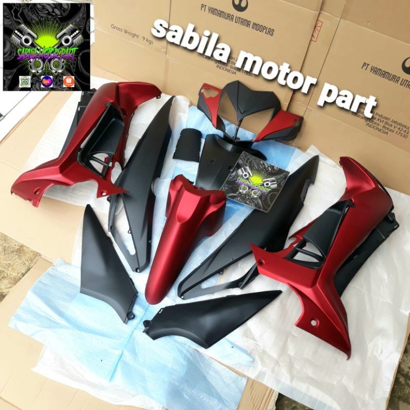 full sepaket body kasar Alus Honda Supra x 125 new Batman merah hitam doff